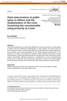 Sustaining the Unsustainable Using Precarity As a Tool