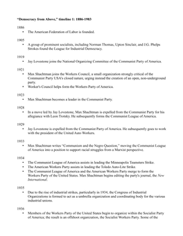 Democracy from Above,” Timeline 1: 1886-1983