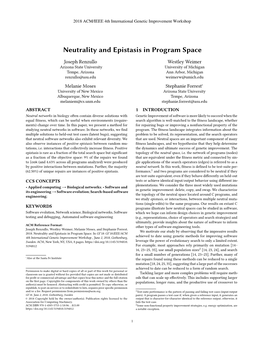 Neutrality and Epistasis in Program Space