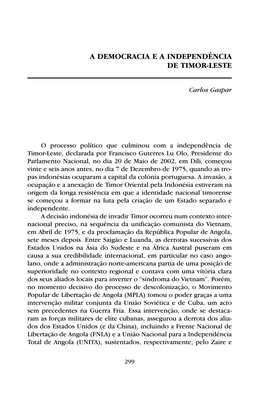 A Democracia E a Independência De Timor-Leste