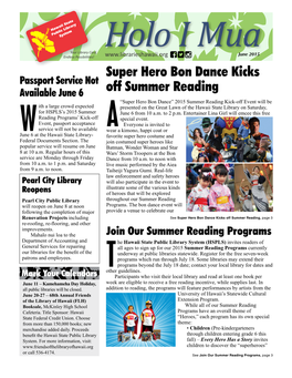 Super Hero Bon Dance Kicks Off Summer Reading, Page 3 Re-Roofing, Re-Flooring, and Other Improvements