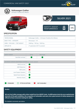 Volkswagen Crafter SPECIFICATION SAFETY EQUIPMENT