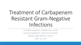 Treatment of Carbapenem Resistant Gram Negative Infections