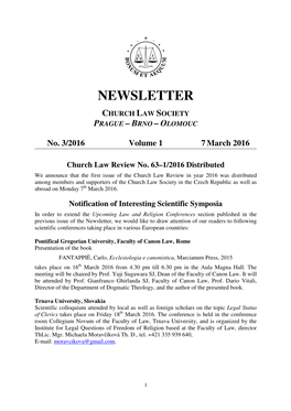 Newsletter Church Law Society Prague