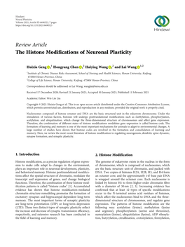 Review Article the Histone Modifications of Neuronal Plasticity