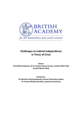 Challenges to Judicial Independence in Times of Crisis