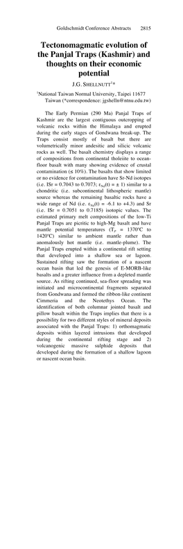 Tectonomagmatic Evolution of the Panjal Traps (Kashmir) and Thoughts on Their Economic Potential J.G