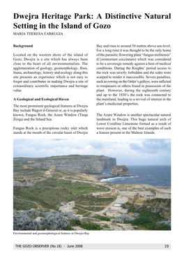 Dwejra Heritage Park: a Distinctive Natural Setting in the Island of Gozo Maria Theresa Farrugia