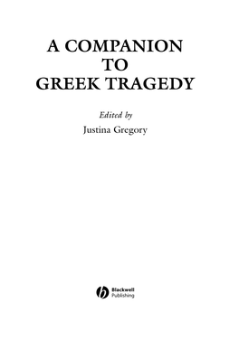 A Companion to Greek Tragedy