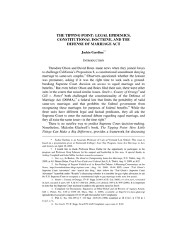 The Tipping Point: Legal Epidemics, Constitutional Doctrine, and the Defense of Marriage Act