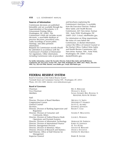 FEDERAL RESERVE SYSTEM Board of Governors of the Federal Reserve System Twentieth Street and Constitution Avenue NW., Washington, DC 20551 Phone, 202–452–3000