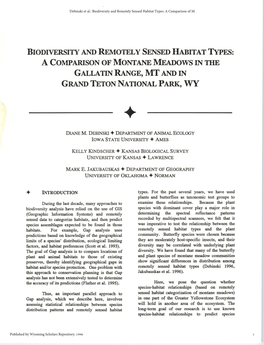 Biodiversity and Remotely Sensed Habitat Types: a Comparison of M