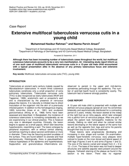 Extensive Multifocal Tuberculosis Verrucosa Cutis in a Young Child