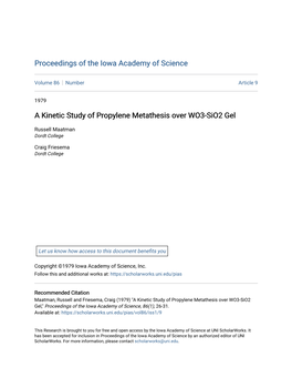 A Kinetic Study of Propylene Metathesis Over WO3-Sio2 Gel