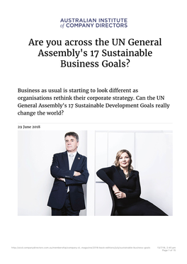 Are You Across the UN General Assembly's 17 Sustainable Business Goals?