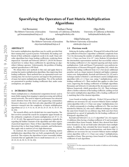 Sparsifying the Operators of Fast Matrix Multiplication Algorithms