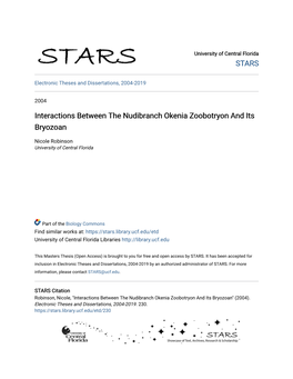 Interactions Between the Nudibranch Okenia Zoobotryon and Its Bryozoan