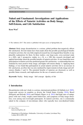 Naked and Unashamed: Investigations and Applications of the Effects of Naturist Activities on Body Image, Self-Esteem, and Life Satisfaction