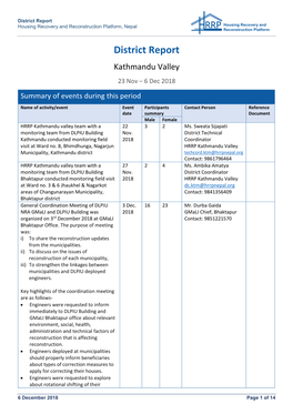 District Report Housing Recovery and Reconstruction Platform, Nepal Housing Recovery and Reconstruction Platform