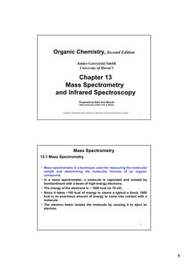 Chapter 13 Mass Spectrometry and Infrared Spectroscopy