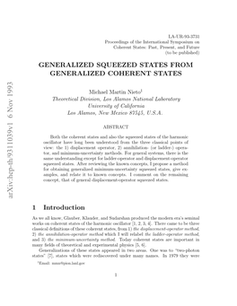 Generalized Squeezed States from Generalized Coherent States