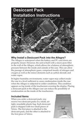 Desiccant Pack Installation Instructions