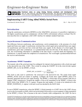 Implementing UART Using Aducm302x Serial Ports (EE-391) Page 2 of 18