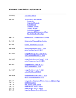 Montana State University Bozeman ______Summary All Funds Summary