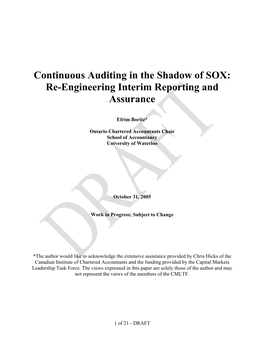Continuous Auditing in the Shadow of SOX: Re-Engineering Interim Reporting and Assurance