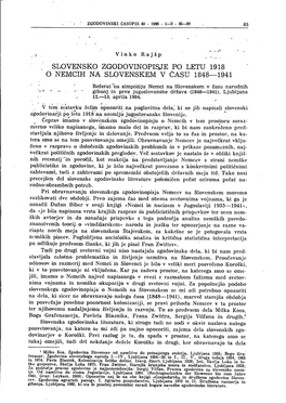 Slovensko Zgodovinopisje Po Letu 1918 O Nemcih Na Slovenskem V Času 1848—1941