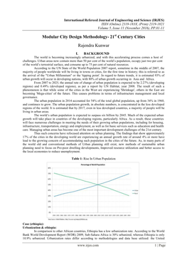 Modular City Design Methodology- 21St Century Cities