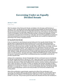 Governing Under an Equally Divided Senate