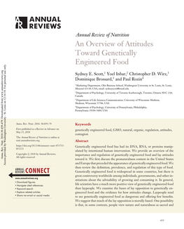 An Overview of Attitudes Toward Genetically Engineered Food