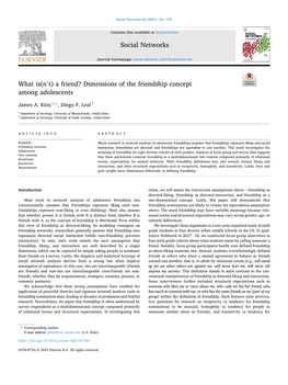 A Friend? Dimensions of the Friendship Concept Among Adolescents