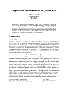 Complexity of Grammar Induction for Quantum Types