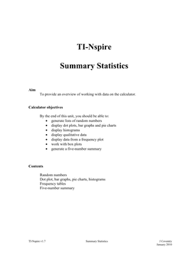 TI-Nspire Summary Statistics