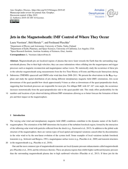 Jets in the Magnetosheath: IMF Control of Where They Occur