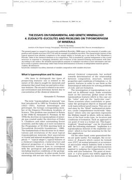 4. EUDIALYTE-EUCOLITES and PROBLEMS on TYPOMORPHISM of MINERALS Boris Ye
