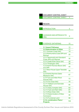 Interim Habitats Regulations Assessment of the County Durham Plan: Issues and Options 2016 Contents