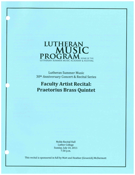 MUSIC PROGRAM Wos LUTHERAN SUMMER MUSIC ACADEMY & FESTIVAL