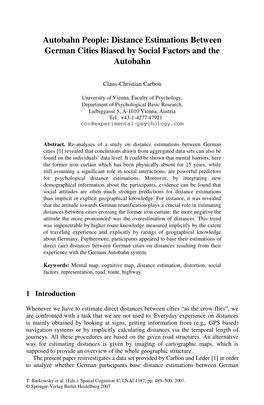 Autobahn People: Distance Estimations Between German Cities Biased by Social Factors and the Autobahn