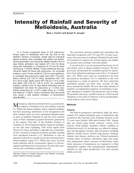 Intensity of Rainfall and Severity of Melioidosis, Australia Bart J