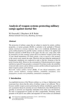 Analysis of Weapon Systems Protecting Military Camps Against Mortar ﬁre