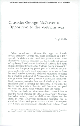 George Mcgovern's Opposition to the Vietnam War