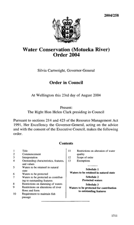 Water Conservation (Motueka River) Order 2004