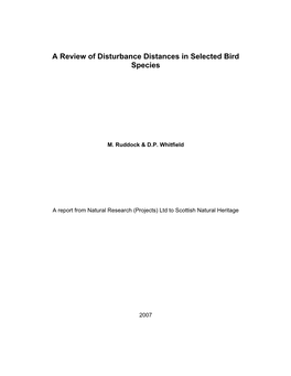 A Review of Disturbance Distances in Selected Bird Species