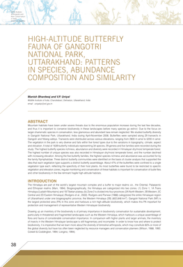 High-Altitude Butterfly Fauna of Gangotri National Park, Uttarakhand: Patterns in Species, Abundance Composition and Similarity