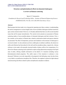 Structure and Photoinduced Effects in Elemental Chalcogens: a Review on Raman Scattering