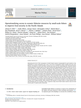 Operationalising Access to Oceanic Fisheries Resources by Small-Scale