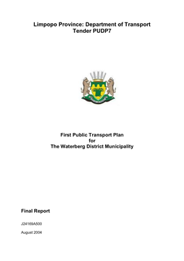 Limpopo Province: Department of Transport Tender PUDP7